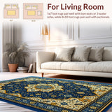 Ultra Soft Area Rug, Non Slip, Stain Resistant, Washable Area Rugs for Living Room, Bedroom, Soft Velvet Islamic Prayer Meditation(Blue)