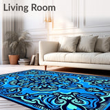 Elegant Swirl Abstract Artistic Contemporary Medallion Flow Motif (Blue)