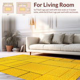 Ultra Soft Area Rug, Non Slip, Stain Resistant, Washable Area Rugs for Living Room, Bedroom, Modern Geometric Boxes(Yellow)