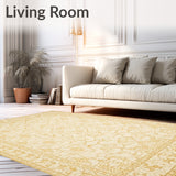 Chic Wavy Motif Area Sophisticated Beige Border(Beige)