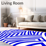 Abstract Chevron Zigzag Design with Bold Striped Accents(Blue)