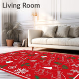 Whimsical Merry Script with Interlocking Festive Iconography(Red)