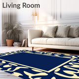 Classic Interlocking Border with Elliptical Motifs and Accents(Blue)