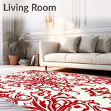 Vintage Damask with Scrolling Botanical and Classic Charm(Red)