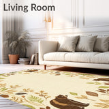 Beige Nursery Highlighting Playful Bear and Woodland Iconography(Beige)