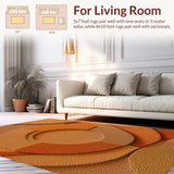 Ultra Soft Area Rug, Non Slip, Stain Resistant, Washable Area Rugs for Living Room, Bedroom, Modern Wavy Circles Soft Living Room(Orange)