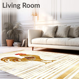 Rooster Inspired Area with Low Pile(Beige)