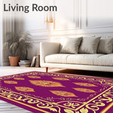 Peacock Feather Medley with Elegant Floral Scrolls (Purple) - ODIKA