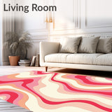 Sunset Gradient Waves Abstract Contemporary Floor Covering (Pink)