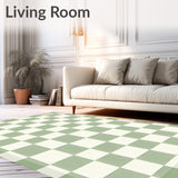 Minimalist Sage Green Checkerboard Indoor Floor(Green)