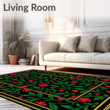 Winter Laurel Vinework Featuring Stylized Holly Berry Clusters(Black)