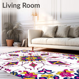 Retro Sunburst Motif with Interlocking and Floral Details(Pink)