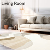 Abstract Waves Area Neutral Tone Indoor Floor(Beige)