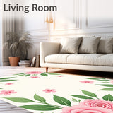Blooming Rose Garden Anti Slip Floor with Delicate Petals(Pink)