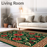 Jolly Poinsettia Scrollwork Baroque Floral with Berry Embellishments(Green)