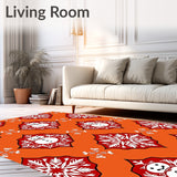 Cheerful Snowman and Intricate Snowflake Ensemble Seasonal Floor Covering(Orange)