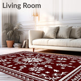 Vintage Snowflake Medallion Design Anti Slip Holiday Pathway(Maroon)