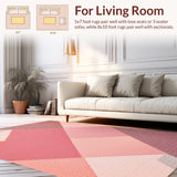 Ultra Soft Area Rug, Non Slip, Stain Resistant, Washable Area Rugs for Living Room, Bedroom, Modern Geometric Blush Pink Reading Nook(Pink)