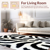 Ultra Soft Area Rug, Non Slip, Stain Resistant, Washable Area Rugs for Living Room, Bedroom, Non-Slip Zebra Print Laundry Mat(Black)