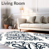 Elegant Botanical Damask Swirl Tapestry(Black)