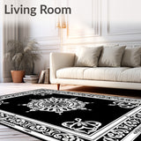 Retro Medallion Interlocking Motif with Stylized Scrollwork Accents(Black)