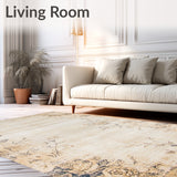Beige Desert Bloom Distressed Floral Indoor Area(Beige)