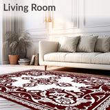 Luxurious Velvet Damask Ornamental Flourish Decorative Accent(Brown)