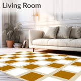 Modern Checkerboard Maze with Abstract Interlocking Motifs(Brown)