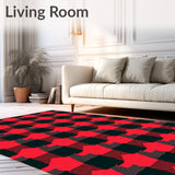 Vintage Checkered Area with Classic Cabin Design(Red)