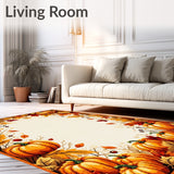 Autumn Harvest Doormat Rug with Cheerful Pumpkin Design for Welcoming(Orange)