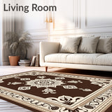 Vintage Charm Taupe Medallion With Interlocking Floral Motifs(Brown)