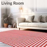 Houndstooth Check Design Floor Covering with Classic Motif(Red)