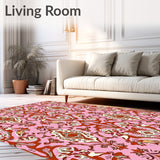 Boho Paisley Garden with Swirling Botanical Motifs(Pink)