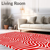 Abstract Chevron Waves Combined with Delicate Crosshatch Motifs (Red)