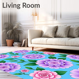 Watercolor Hydrangea Blossom Tapestry with Cascading Rose Petals(Blue)