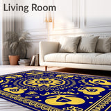 Sunburst Filigree Motif Featuring Whimsical Arabesque and Interlocking Shapes(Blue)