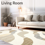 Abstract Ripple Area Fluid Wavy Design(Beige)