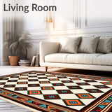 Lattice with Ethnic Border Details Slip Resistant(Brown)