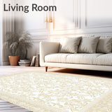 Creamy Beige Area with Intricate Filigree Scrollwork(Beige)