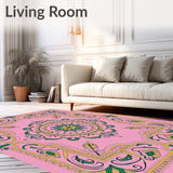 Art Nouveau Fern Scrollwork with Whimsical Floral Lattice Detailing (Pink)