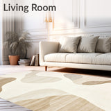 Abstract Wavy Line Area Subtle Beige Tones Easy Care Floor(Beige)