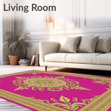 Vintage Scrollwork Medallion Botanical Motif Interlocking(Pink)