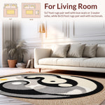 Ultra Soft Area Rug, Non Slip, Stain Resistant, Washable Area Rugs for Living Room, Bedroom, yin yang happy face(Gray) - ODIKA