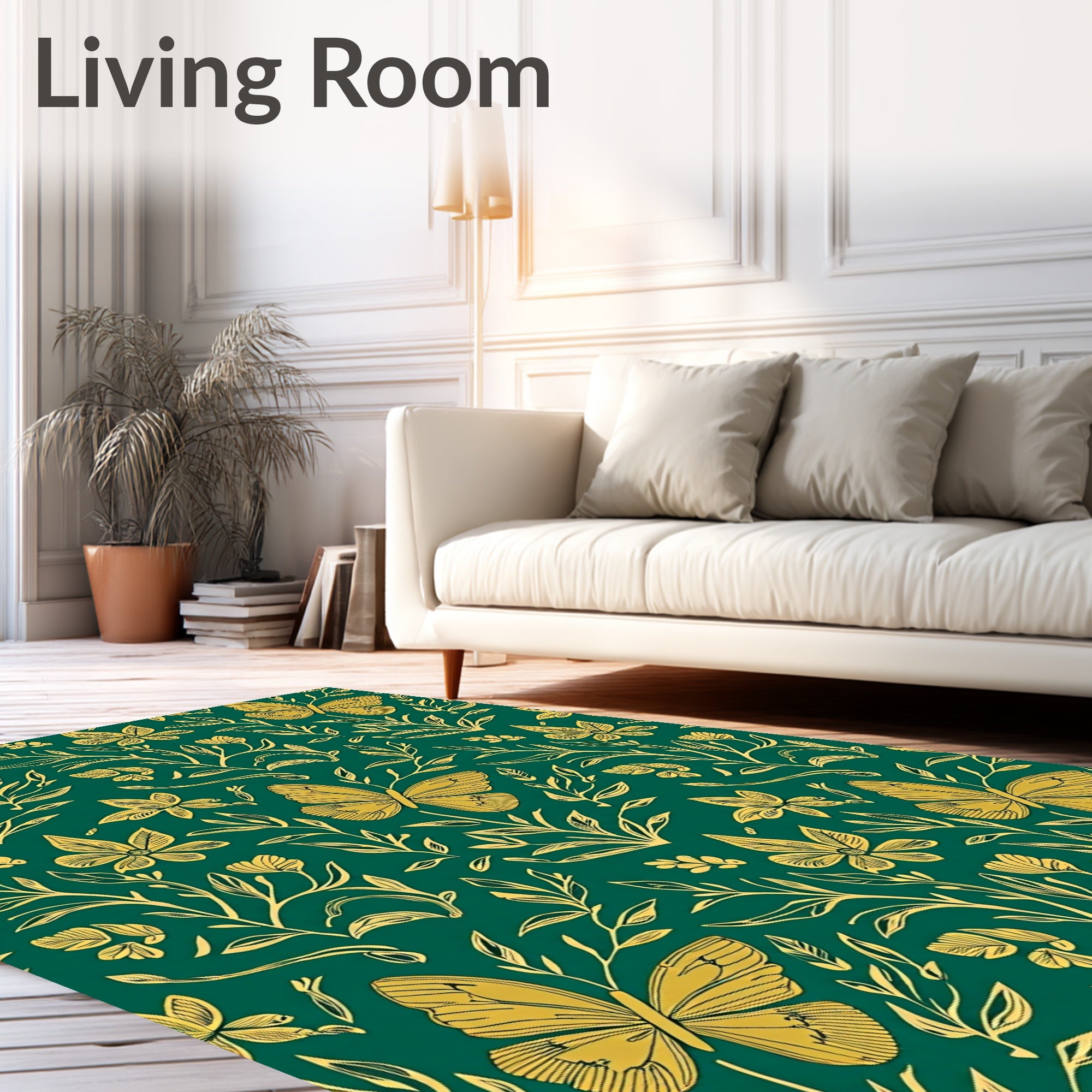 Interlocking Petal Motif with Botanical Flourish (Green) - ODIKA