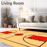 Basketball Court Beige Floor Red Key Brown Lines(Beige)