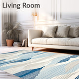 Coastal Harmony Serene Blue & Beige Oval(Blue)