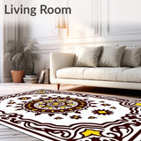 Medallion Ornate Floral Motif Tapestry Design (Brown)