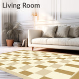 Countryside Beige Checkerboard Aesthetic Retro Geometric(Beige)