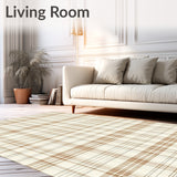 Chic Cream Camel Plaid Area Non Slip Geometric(Beige)