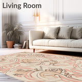 Boho Mosaic Waves with Abstract Leaf Embellishments(Beige)